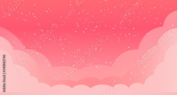 Fototapeta ピンク　空　星　