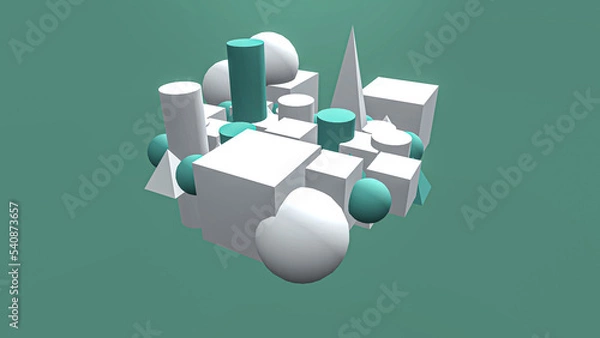 Obraz Business shapes 3d green render