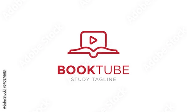 Fototapeta Innovative Video Tutoring Platform BookTube Logo, "Online learning" vector icon illustration. Ui/Ux. Premium quality.