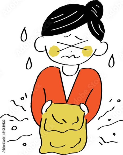 Obraz 生乾きの洗濯物が臭っているイラスト