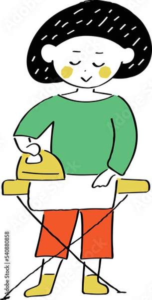 Obraz アイロンがけをする女性のイラスト