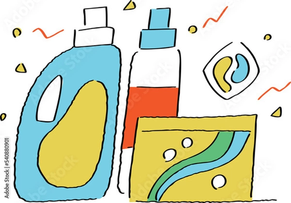 Obraz 洗濯洗剤セットのイラスト