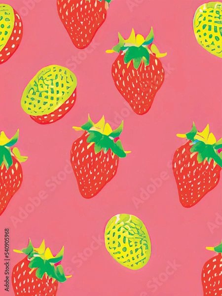 Fototapeta seamless pattern with strawberries