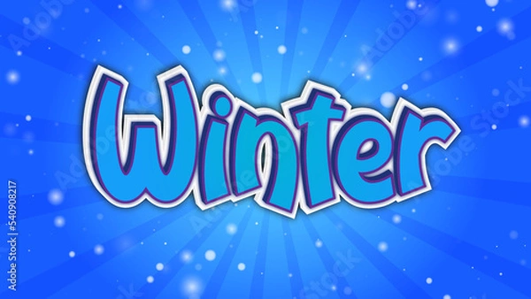 Fototapeta Winter editable Text effect with realstick 3D style