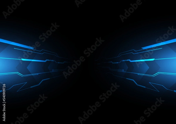 Obraz Abstract blue speed light effect on black background vector illustration.