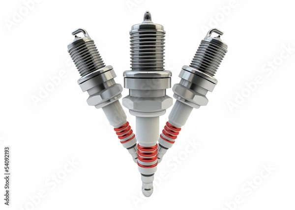 Fototapeta Illustration of Spark plugs in white background / Spark Plugs
