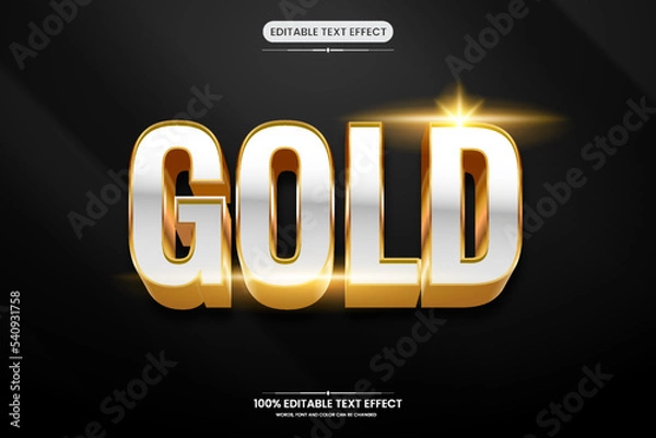 Fototapeta Gold 3d editable text effect vector illustration
