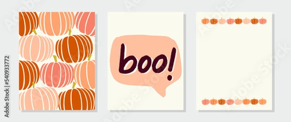 Fototapeta A set of three Halloween cards.