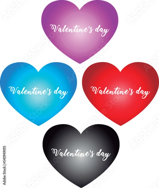 Obraz Set happy valentine's day, red heart on white background