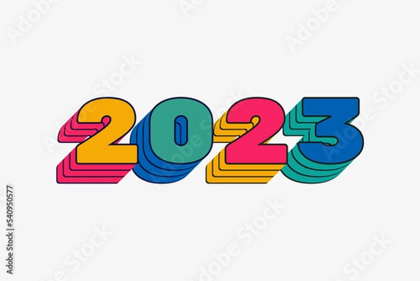 Fototapeta Happy New Year 2023 banner print in 90s style