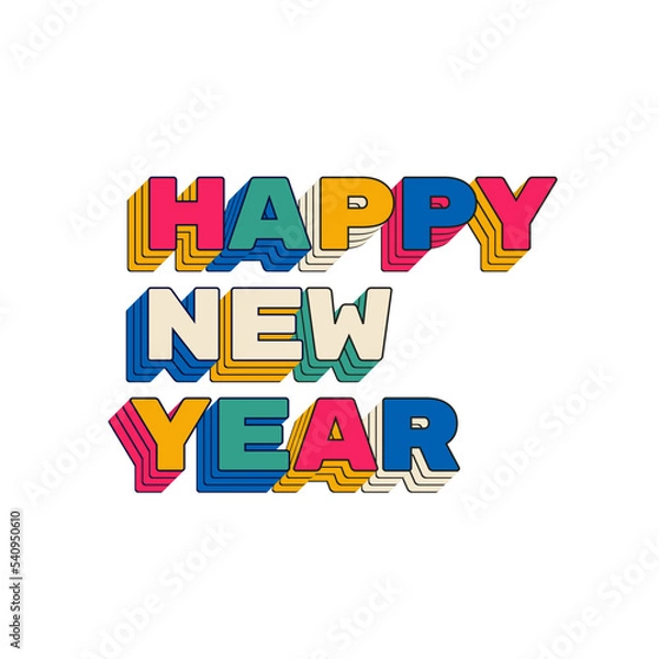 Fototapeta Happy New Year banner print in 90s style