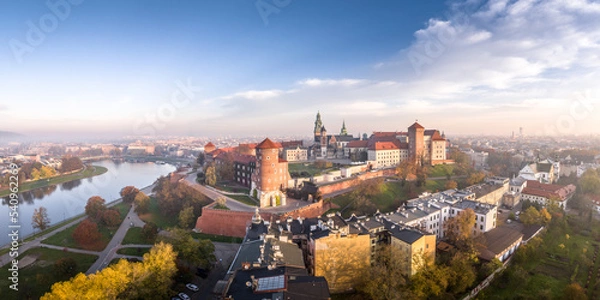 Obraz Crakow / Krakowie w Sunrise Aerial Panorama.