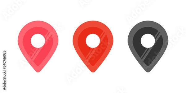 Fototapeta Set Vector Map pin location pointers, black and white, red symbols set	

