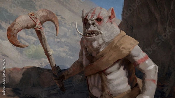 Fototapeta Digital 3d illustration of a caveman troll creature for role playing games - fantasy painting