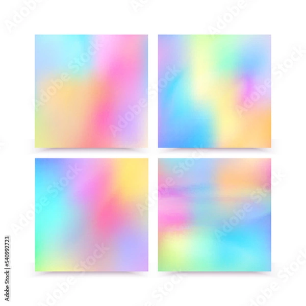 Fototapeta Hologram bright colorful backgrounds set. Vector mesh template. Design for greeting card