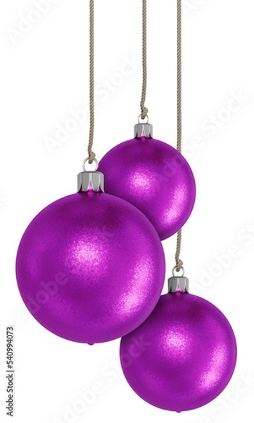 Fototapeta Purple christmas balls. Render 3d. Isolated on transparent background, png.