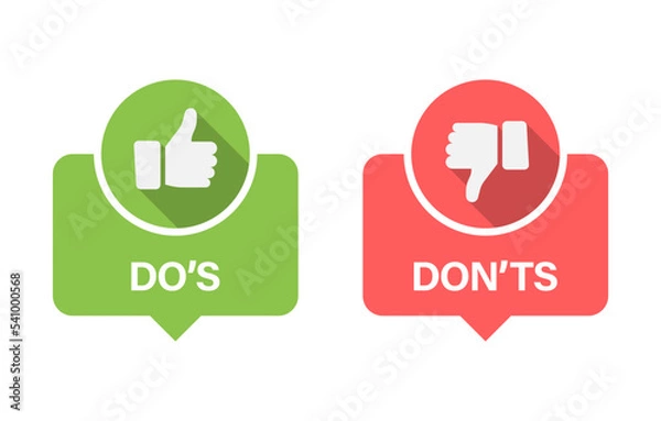 Obraz Do and Don't thumbs vector icons.