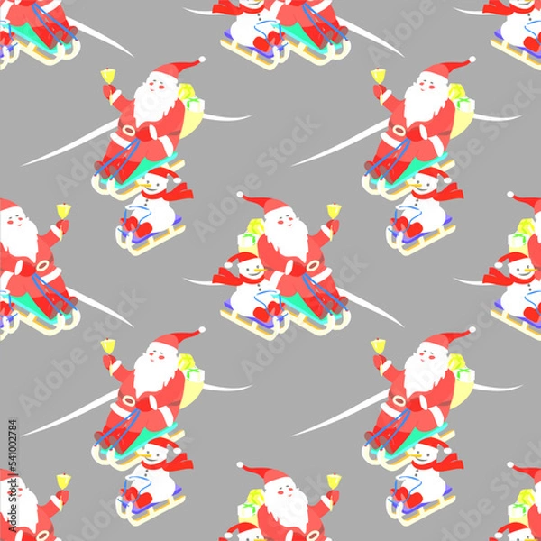 Fototapeta Vector - Nikolaus and snowman seamless pattern.