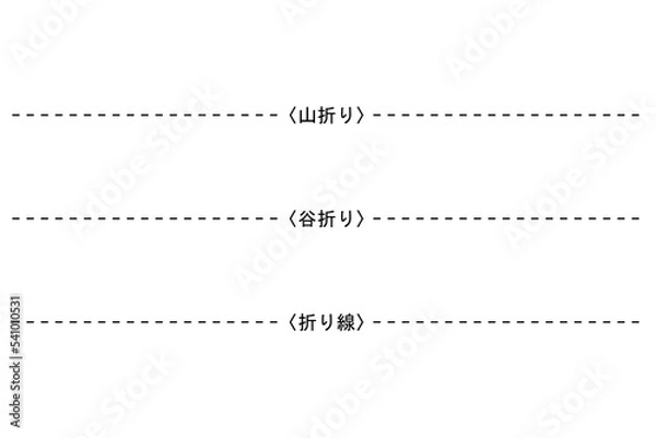 Fototapeta 折り線、山折り線、谷折り線のセットイラスト