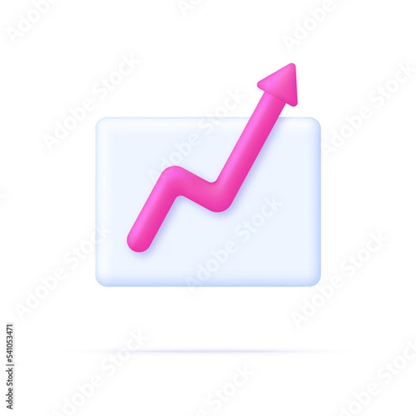 Fototapeta 3D Data analysis illustration. Arrow show success of business strategy. Investment and financial growth concept.