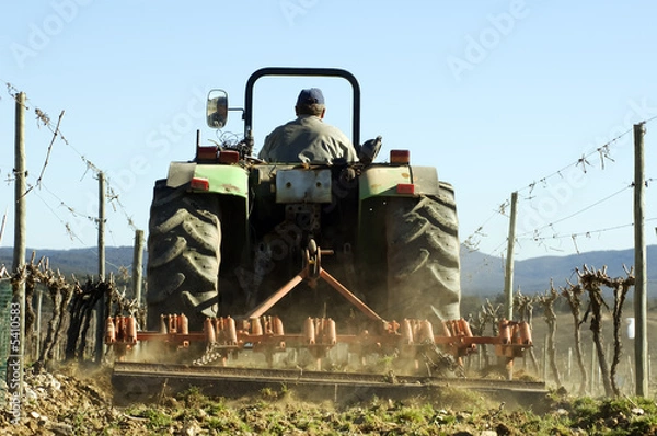 Obraz  Tractor ploughing field