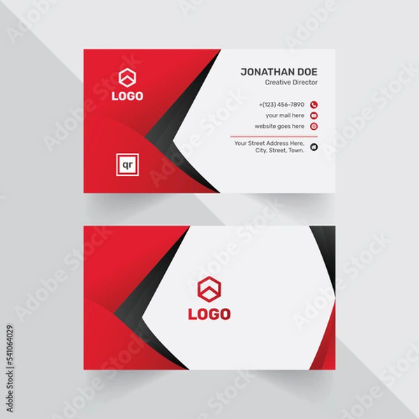 Obraz Modern Business Card Design With Black And Red abstract Gradients