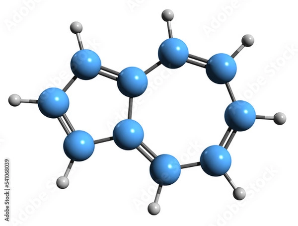 Fototapeta 3D image of azulene skeletal formula - molecular chemical structure of  isomer of naphthalene isolated on white background

