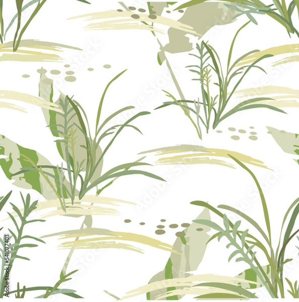 Obraz Abstract seamless pattern with leaves. Trendy hand drawn textures.