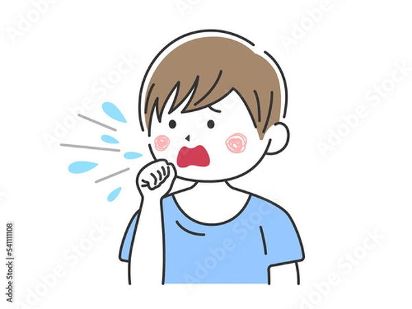 Fototapeta 咳をする、私服男性のイラスト