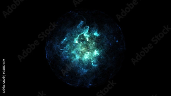 Fototapeta 3D rendering orb particle simulate blue energy plasma form.