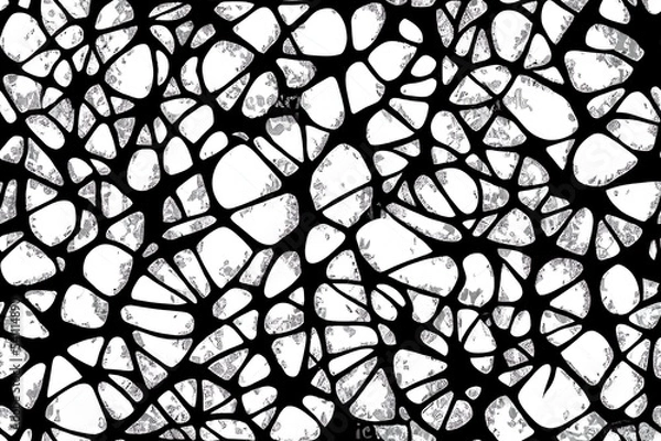 Fototapeta Seamless 2d illustration pattern. Abstract geometric reticulate background. Monochrome stylish texture.