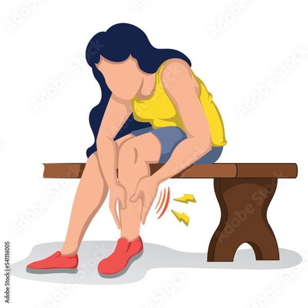 Fototapeta illustration person with symptoms of cramp, peripheral neuropathy, numbness and tingling. Ideal for educational materials and training