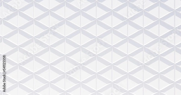 Fototapeta 3d illustration of white geometric pattern with triangles background.