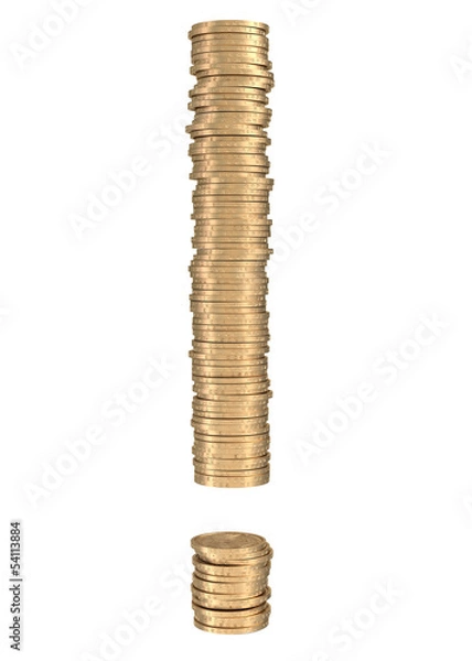 Obraz Exclamation mark of gold coins