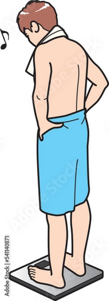 Obraz サウナ施設で体重をチェックする男性