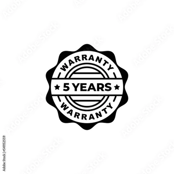 Fototapeta Five years warranty stamp label vector