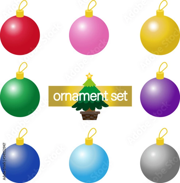 Fototapeta オーナメントボールのバリエーションセット