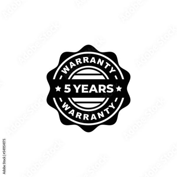 Fototapeta Five years warranty stamp label vector
