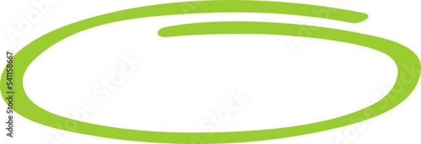 Fototapeta Green circle, pen draw. Highlight hand drawing circle isolated on background. Handwritten green circle. For marking text, numbers, marker pen, pencil, logo and text check, vector illustration