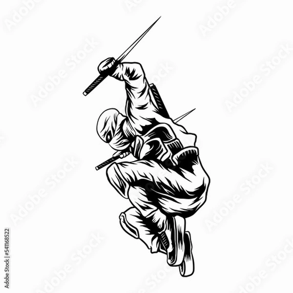 Obraz knight with sword, ninja Illustration 