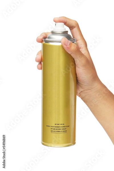 Obraz Hand holding a spray can isolated over white background
