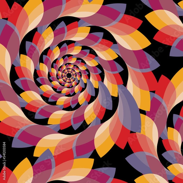 Fototapeta Abstract seamless creative circular flower shaped pattern with multiple shades. Impressive psychedelic colorful geometric background.