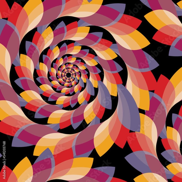 Fototapeta Vector abstract seamless creative circular wreath flower shaped pattern with multiple shades. Impressive psychedelic colorful geometric background.