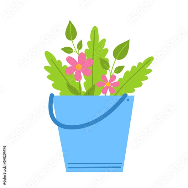 Obraz Flower bucket isolated on white background.