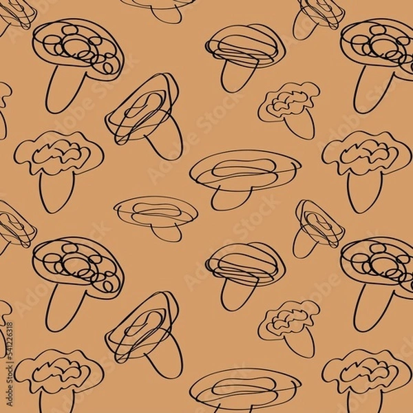 Obraz Fresh mushroom doodle set pattern.