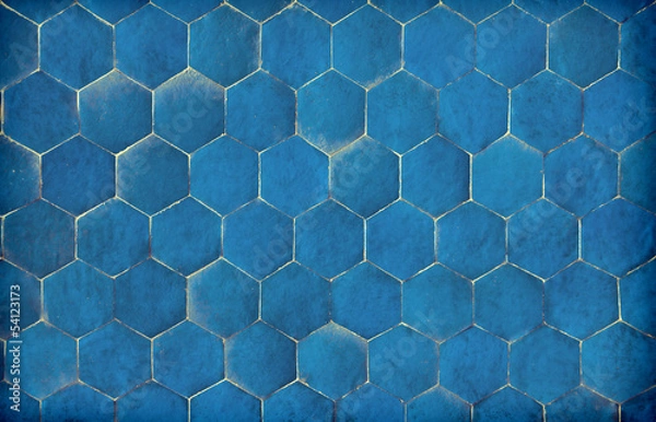 Fototapeta Dark Blue Hexagonal Blue Tiles