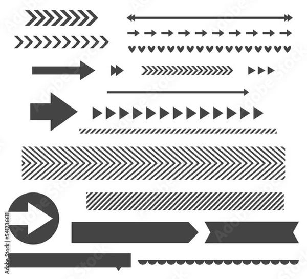 Fototapeta arrow icons set with patterned borders