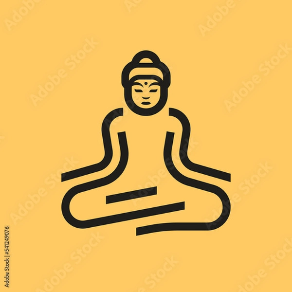 Fototapeta Buddha sitting or meditating. Buddha statue logo design. Vector illustration yoga abstract modern professional icon.