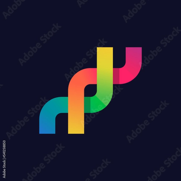 Obraz Labs modern logo design vector illustration. Icon for science technology. Gradient colorful abstract branding DNA symbol visual identity. 