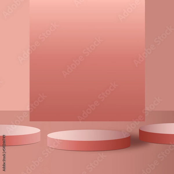 Fototapeta Pink Pastel background with podium, minimal mockup scene for product display, branding, 3d render